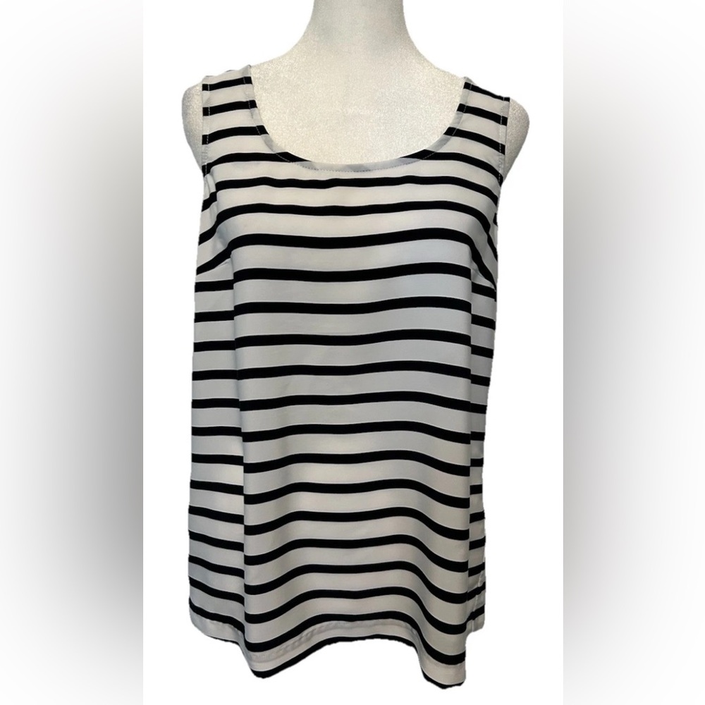 Tommy Hilfiger Navy and White Sleeveless Tank Top Sz S